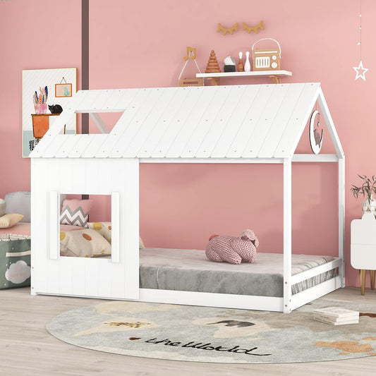 Montessori House Floor Bed with Roof