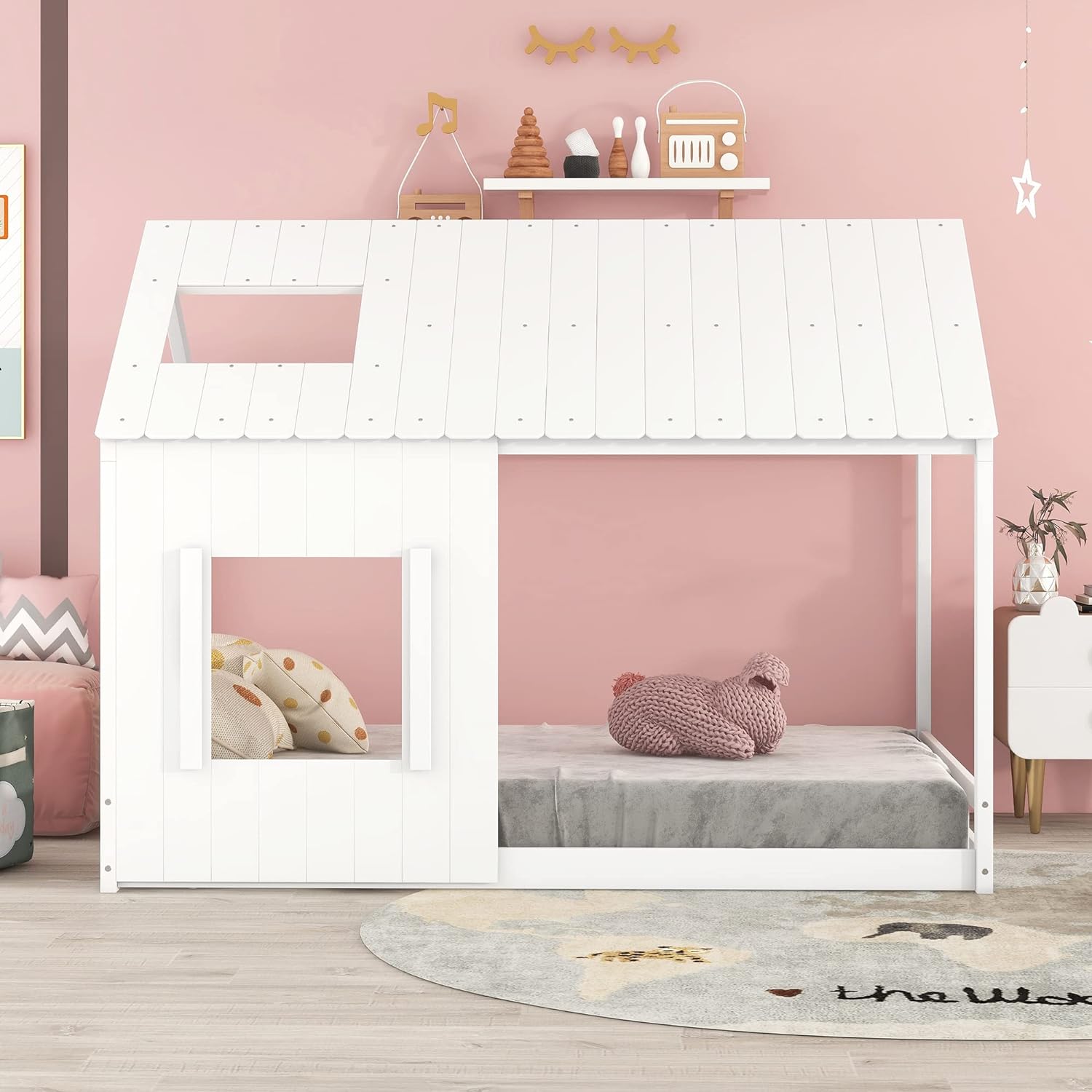 Montessori House Floor Bed with Roof