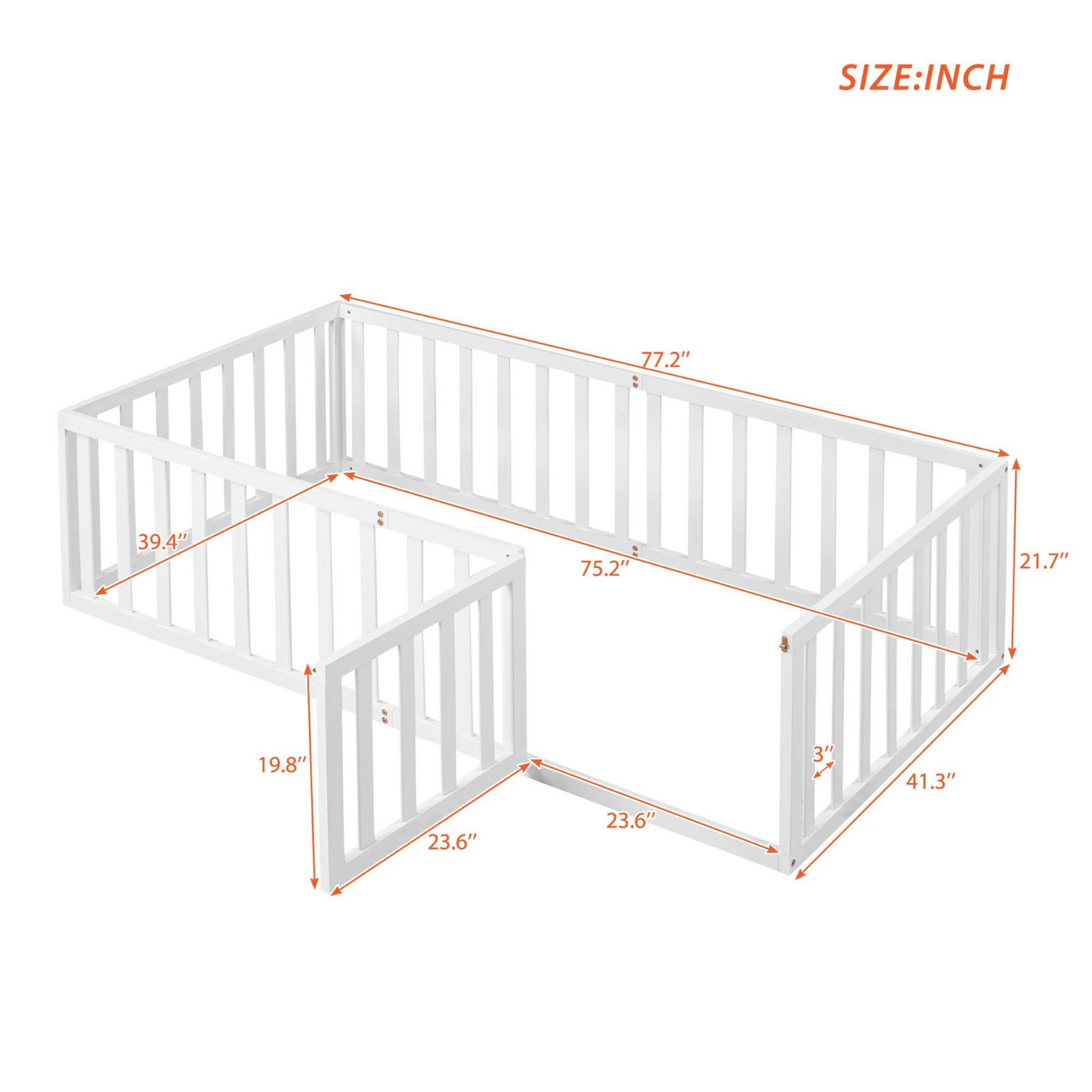 Montessori Toddler Floor Bed with Rails