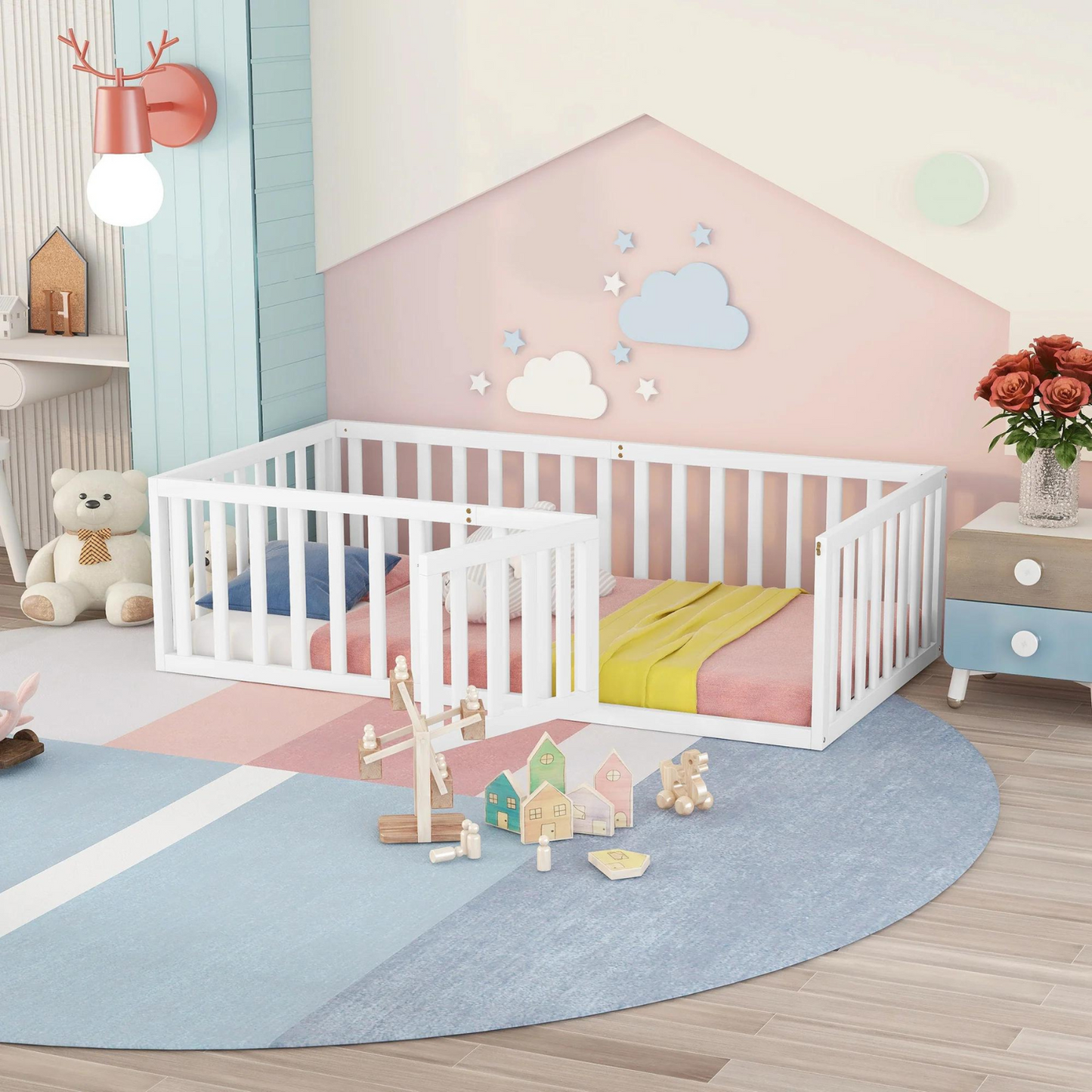 Montessori Toddler Floor Bed with Rails