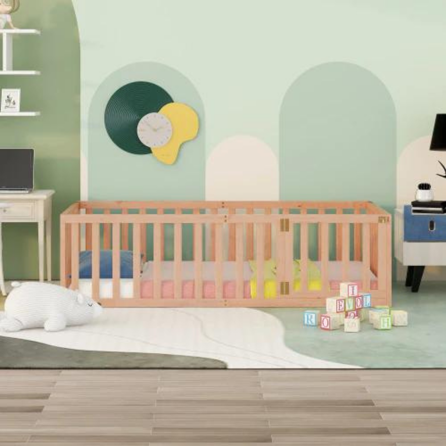 Montessori Toddler Floor Bed with Rails